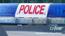  Presentation with policia lights of police car - Slides enhanced with close-up of police car background and a ocean colored foreground