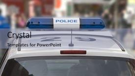  Presentation with police - Presentation theme featuring close-up of police car background and a light blue colored foreground