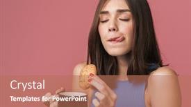  Presentation with chocolate chip cookie - Slide deck consisting of close-up-of-portrait background and a coral colored foreground