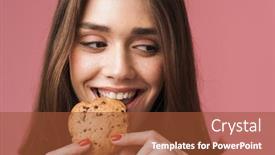  Presentation with chocolate chip - Colorful slide deck enhanced with close-up-of-portrait backdrop and a red colored foreground