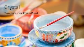 Presentation with ceramics - Slide set having close-up-of-pottery-artist background and a  colored foreground