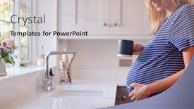  Presentation with stomach - Presentation consisting of close-up-of-pregnant-woman background and a light gray colored foreground