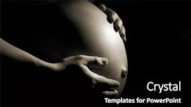  Presentation with pregnant woman cleaning - Slide deck with close up of pregnant woman background and a  colored foreground