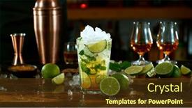  Presentation with cocktail bar - PPT theme with close-up-of-preparing-mojito background and a tawny brown colored foreground