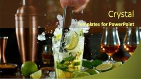  Presentation with cocktail bar - PPT theme enhanced with close-up-of-preparing-mojito background and a tawny brown colored foreground