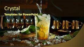  Presentation with cocktail bar - PPT theme consisting of close-up-of-preparing-mojito and a wine colored foreground