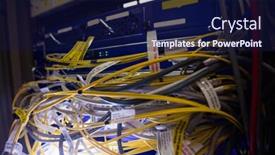  Presentation with server room - Slides enhanced with close-up of rack mounted server in server room background and a navy blue colored foreground