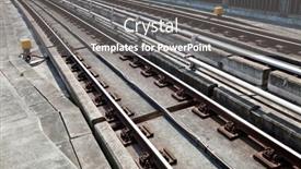  Presentation with railway tracks - Amazing PPT theme having close-up-of-railway-tracks backdrop and a gray colored foreground