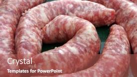  Presentation with sausages - Colorful presentation enhanced with close-up-of-raw-sausages backdrop and a red colored foreground