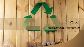  Presentation with recycling paper - PPT theme having close-up-of-recycling-symbol background and a coral colored foreground