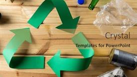  Presentation with recycling paper - PPT layouts enhanced with close-up-of-recycling-symbol background and a coral colored foreground