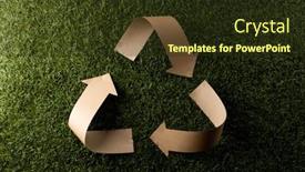  Presentation with recycling paper - Slide set having close-up-of-recycling-symbol background and a tawny brown colored foreground