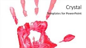  Presentation with fade blue painted red white - PPT theme having close up of red hand background and a white colored foreground