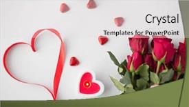  Presentation with valentines day - Theme with close up of red rose background and a light gray colored foreground