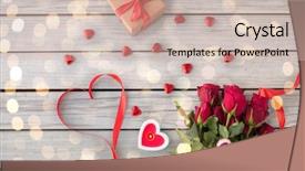  Presentation with valentines day - Slide deck featuring close up of red rose background and a soft green colored foreground