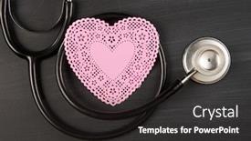  Presentation with stethoscope and red heart health - Beautiful theme featuring close-up-of-red-stethoscope backdrop and a dark gray colored foreground