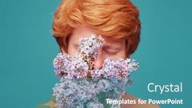 Presentation with allergy - Beautiful presentation theme featuring close-up-of-redhead-man backdrop and a teal colored foreground