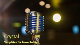  Presentation with concert - Amazing presentation theme having close-up-of-retro-microphone backdrop and a wine colored foreground