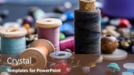  Presentation with retro - Theme featuring close-up-of-retro-threads background and a tawny brown colored foreground