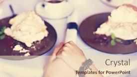  Presentation with dinner - PPT theme enhanced with close-up of romantic dinner in a gourmet restaurant couple drinking wine and eating background and a lemonade colored foreground