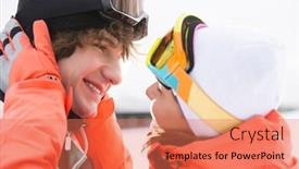  Presentation with couple kiss - Presentation theme consisting of close-up-of-romantic-young background and a coral colored foreground