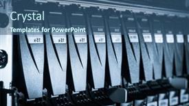  Presentation with data center - Theme consisting of close-up-of-row background and a ocean colored foreground