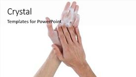  Presentation with foam - Amazing PPT theme having close up of rubbing palms with soap foam against white background coronavirus hand washing for clean hands hygiene covid19 spread prevention backdrop and a white colored foreground