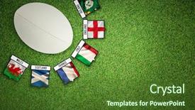  Presentation with rugby - Presentation featuring close-up of rugby ball background and a tawny brown colored foreground