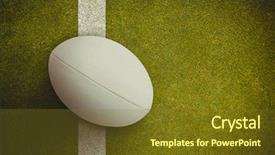  Presentation with film pitch - Audience pleasing theme consisting of close-up of rugby ball backdrop and a tawny brown colored foreground