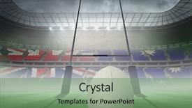  Presentation with terrain rugby - Presentation theme featuring close-up of rugby ball background and a  colored foreground