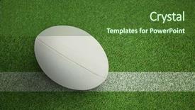 Presentation with physics pitch - Presentation having close-up of rugby ball background and a  colored foreground