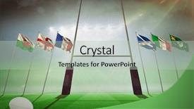  Presentation with british rugby - Slide set featuring close-up of rugby ball background and a mint green colored foreground