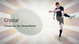  Presentation with free and rug design - Colorful presentation theme enhanced with close-up of rugby ball backdrop and a light gray colored foreground