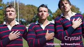  Presentation with rugby players - Colorful presentation enhanced with close-up-of-rugby-players backdrop and a wine colored foreground
