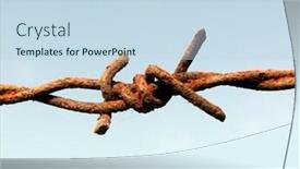  Presentation with barbed wire on the sky - Amazing slides having close-up-of-rusty-barbed backdrop and a sky blue colored foreground