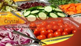  Presentation with bar - Beautiful PPT layouts featuring close up of salad bar with assortment of ingredients backdrop and a red colored foreground