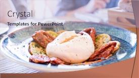  Presentation with mozzarella cheese - Beautiful theme featuring close-up-of-salad backdrop and a light blue colored foreground