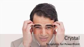  Presentation with white pigeon against the blue - Audience pleasing slide deck consisting of close up of salesman experiencing backdrop and a  colored foreground