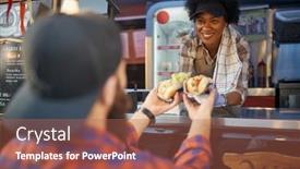  Presentation with food service - Amazing slide set having close-up-of-sandwiches backdrop and a coral colored foreground