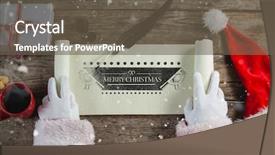  Presentation with scroll - Theme having close-up of santa claus opening scroll against christmas greeting background and a tawny brown colored foreground