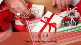  Presentation with christmas holidays - Presentation design consisting of close-up of santa hands with many gifts - merry christmas and happy holidays background and a red colored foreground