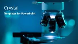  Presentation with scientific research - Presentation design having close-up-of-scientific-microscope background and a ocean colored foreground
