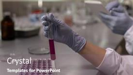  Presentation with lab test - Presentation design with close-up-of-scientist background and a gray colored foreground