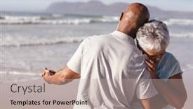  Presentation with senior couple - Presentation having close-up-of-senior-african background and a mint green colored foreground