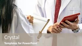  Presentation with diagnosis - Presentation design with close-up-of-senior-doctor background and a gray colored foreground