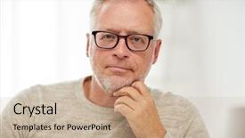  Presentation with old age - Slide deck with close up of senior man background and a coral colored foreground