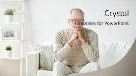  Presentation with exercise n old age - Colorful slide deck enhanced with close up of senior man backdrop and a white colored foreground