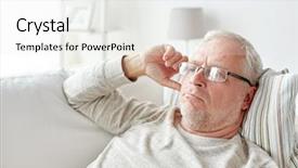  Presentation with old age - Slide deck with close up of senior man background and a  colored foreground