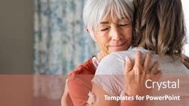  Presentation with covid vaccine - Presentation theme featuring close-up-of-senior-mother background and a coral colored foreground