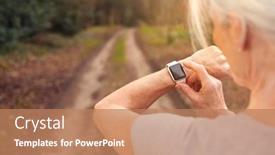  Presentation with senior fitness - Beautiful slide deck featuring close-up-of-senior-woman backdrop and a coral colored foreground